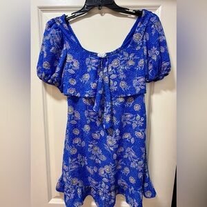 Sienna Sky Womens Blue Floral Dress, S